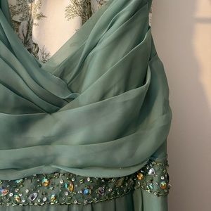 Green Beaded Formal Dress